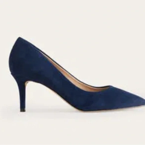 Boden heels New size 9.5 (41) Lara mid heel court shoe pumps navy suede - Picture 2 of 13
